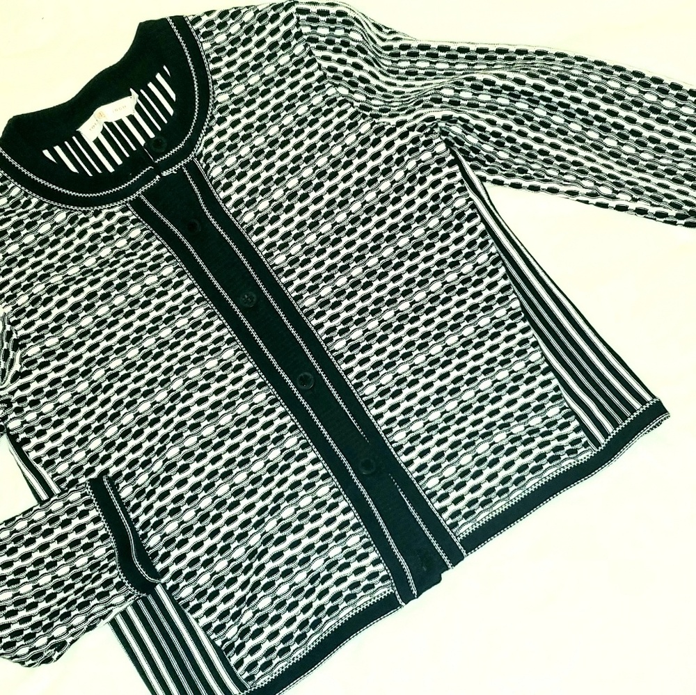 Tory Burch Knit Button Down 3/4 Sleeve Sweater